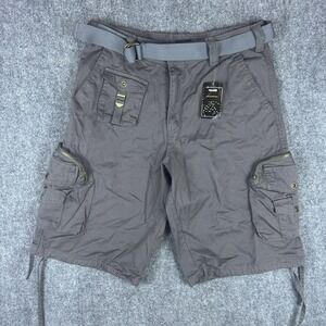 Rigo International Mens Cargo Shorts Size 36 Gray Belted Utility Casual